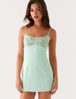 Womens Sequin Satin Patchwork Slip Dress