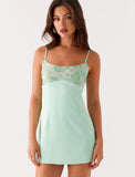 Womens Sequin Satin Patchwork Slip Dress