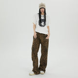 Leopard Jeans Wide Leg Loose Women