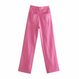 Women's Slimming Casual Straight Wide-Leg Jeans
