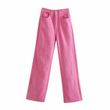 Women's Slimming Casual Straight Wide-Leg Jeans