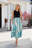 Round Neck Sleeveless Long Dress Summer Fashion Striped Print Dresses Womens Clothing