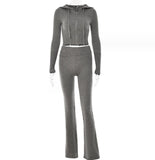 Hoodie Suit Sports Leisure Sexy Zip Long Sleeve Sweater And High Waist Long Pants Set Women's Clothing