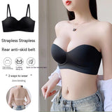 One-piece Seamless Bras Small Breast Push Up Push Up Anti-sagging Strapless Underwear For Women