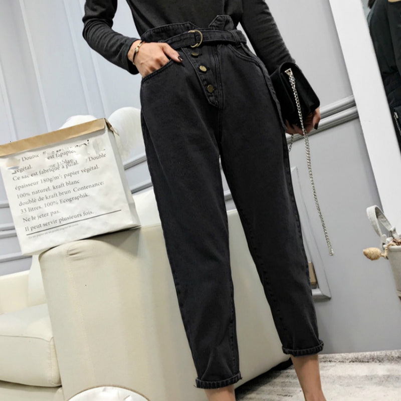 Women's carrot wide leg high waist jeans