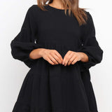 Long Sleeve Patchwork Loose Hem Dress