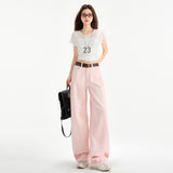 Cherry Blossom Wide Leg Draping Mop Jeans