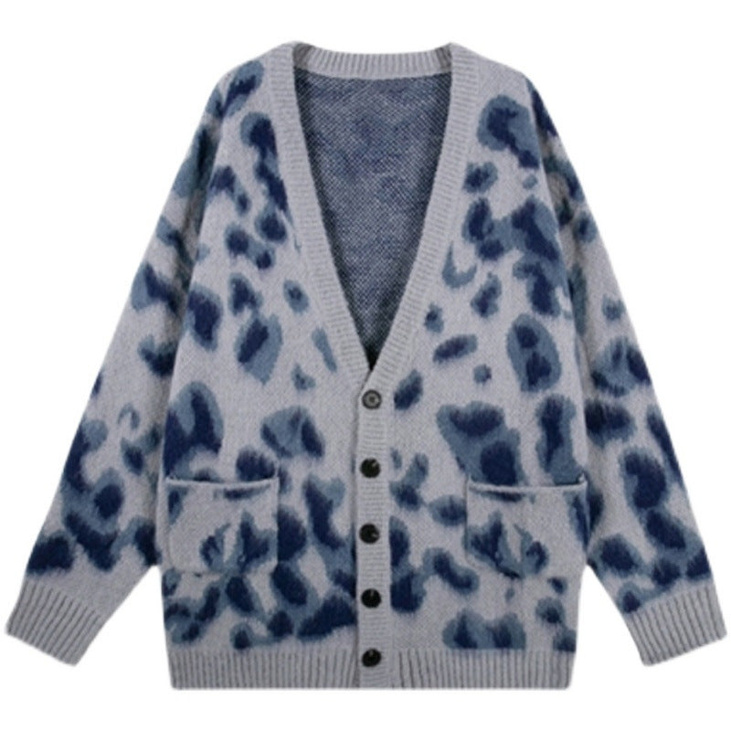 Languid Lazy Wind Sets Sweater Of Leopard Grain Female Autumn And Winter
