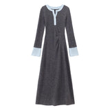 Womens Fashionable Slimming Patchwork Long-Sleeve Dress