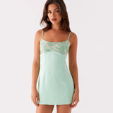 Womens Sequin Satin Patchwork Slip Dress