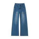 Women's High Waist Straight Jeans Loose Wide Leg