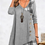 Casual Patchwork Long Sleeve Dress For Women
