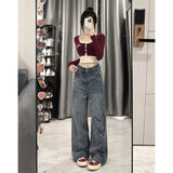 Love Embroidered Wide-leg Simple Casual Jeans