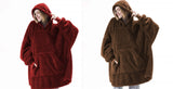 Hoodie Sweatshirt With Big Pocket Tops Sweater Comfortable Loose Double-Sided Fleece Thicker Wearable Blanket