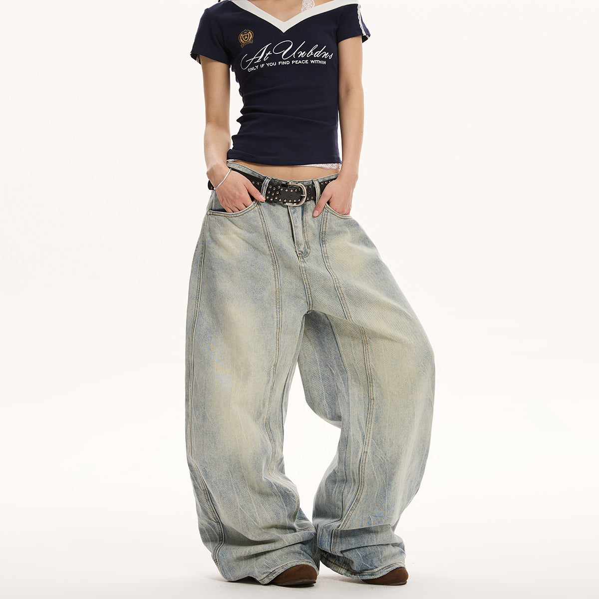 Retro Loose Wide-leg Jeans For Women