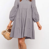 Long Sleeve Patchwork Loose Hem Dress