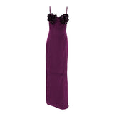 Purple Rose Sexy Chic Elegant Backless Satin Bodycon Slip Dress For Women