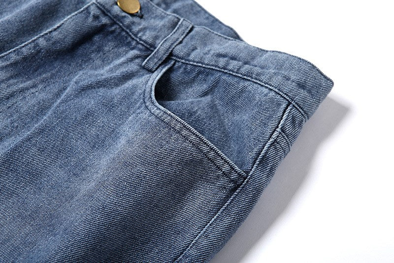 American Ripped High Waist Wide Leg Jeans