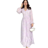 Mesh Patchwork Ruffled Long Sleeve Elegant Dress