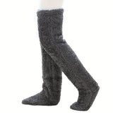 Over Knee High Fuzzy Long Socks Winter Warm Cold Leg Knee Joint Cold-proof Stockings Home Floor Sleeping Socks