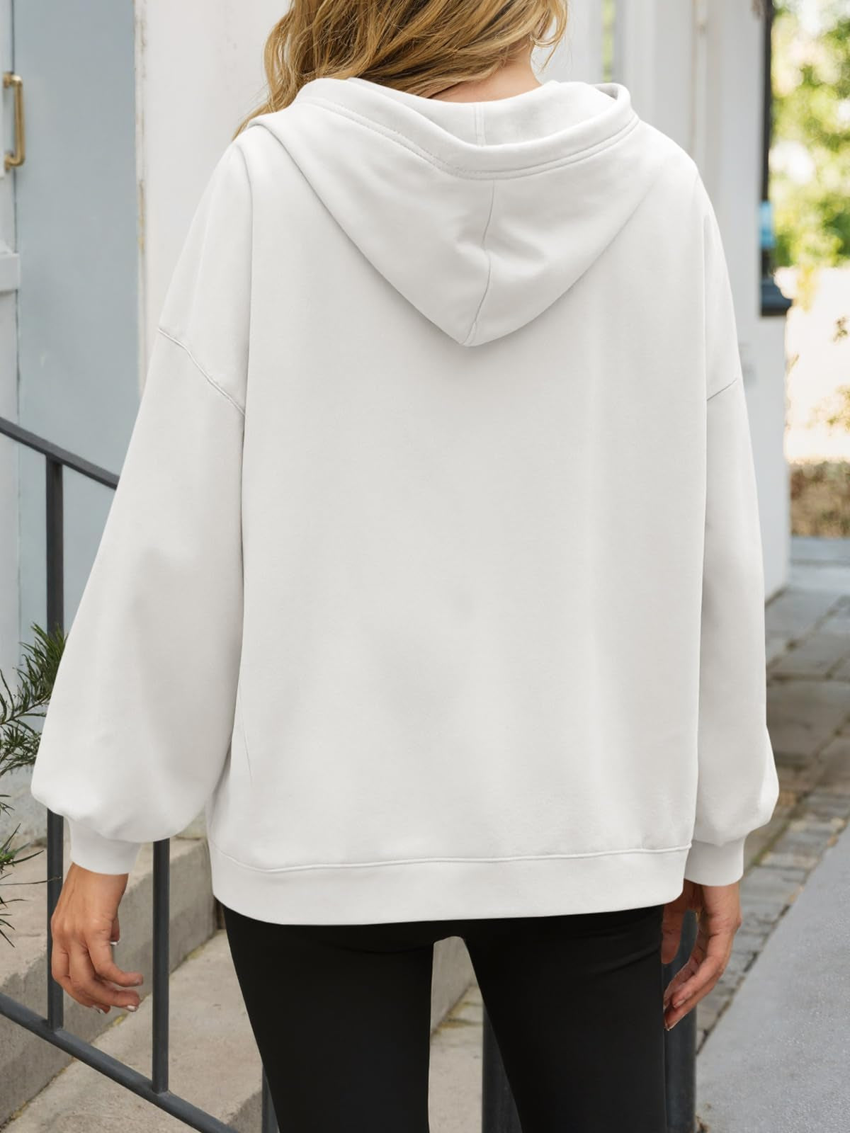 Fisoew Women's Hoodies Oversized Sweatshirts Casual Long Sleeve Side Slit Pullover Tops Fall Winter Outfits With Pocket