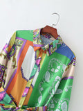 Lapel Long Sleeve Bow Tie Patchwork Dress