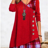 Casual Patchwork Long Sleeve Dress For Women