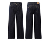 American Retro Wide Leg Dark Blue Jeans