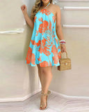 Printed Dress Summer Off-Shoulder Hanging Neck Sleeveless Sexy Dresses Women
