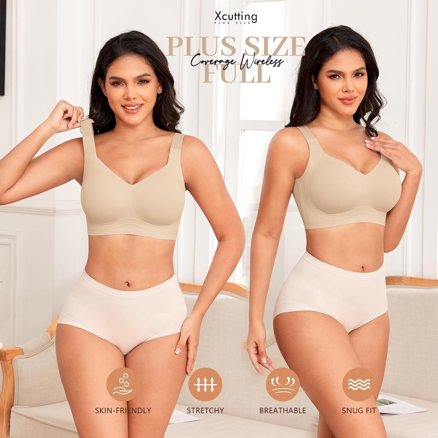 Xcutting Women Wirefree Bras For Women Full Coverage No Unde