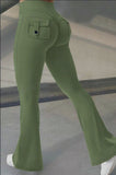 Yoga Fitness Flared Pants With Pockets Ins Fashion Slim High Waist Sports Trousers  Scrunch Butt Booty Workout Lifting Leggings