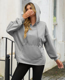 Fisoew Women's Hoodies Oversized Sweatshirts Casual Long Sleeve Side Slit Pullover Tops Fall Winter Outfits With Pocket