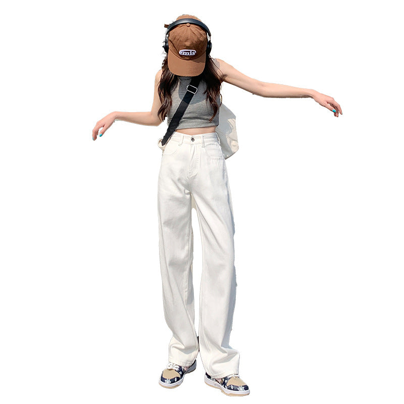 Loose Wide Leg White Jeans High Waist