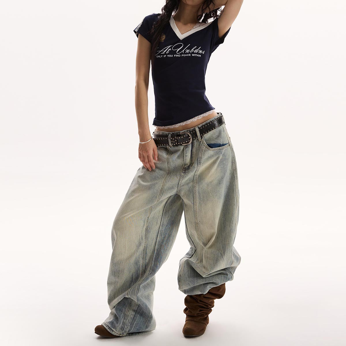 Retro Loose Wide-leg Jeans For Women