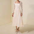 Womens Long-Sleeve Lace-Patchwork Elegant Dress
