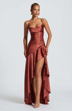 Women's Backless Ruffles Irregular Dress Summer Fashion Evening Party Club Split Suspender Maxi Dresses Clothing