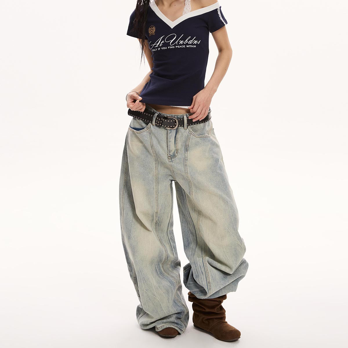 Retro Loose Wide-leg Jeans For Women