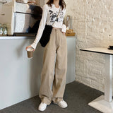 Loose Wide Leg White Jeans High Waist