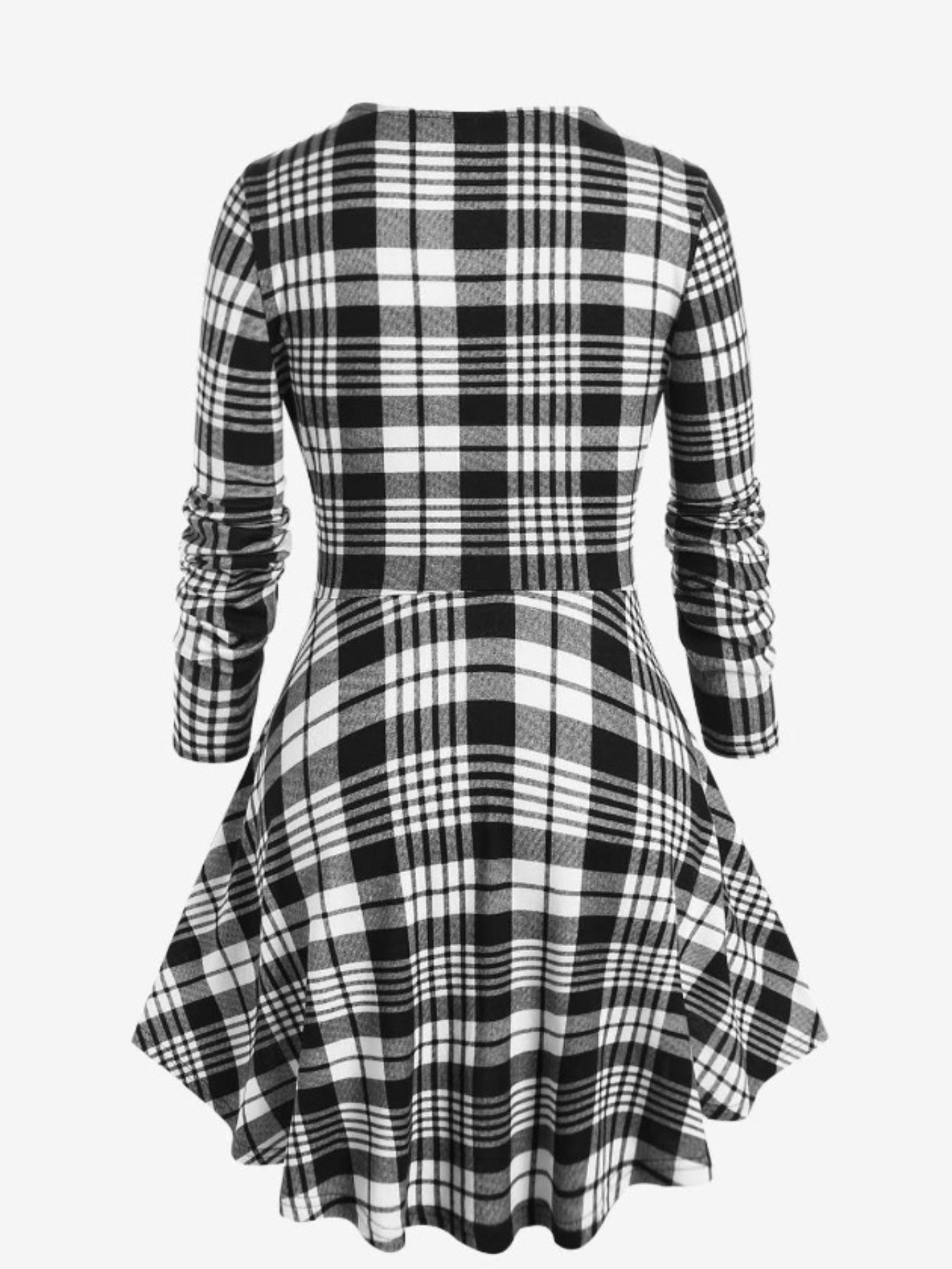 Printed Patchwork Waist-slimming Long Sleeve Dress