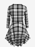 Printed Patchwork Waist-slimming Long Sleeve Dress